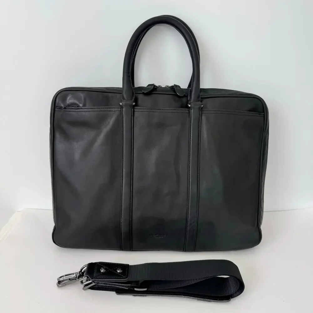 Coach Metropolitan Slim Briefcase Leather Bag Business Travel Black 71732